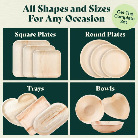Round, Biodegradable Palm Leaf Party Plates (Bulk)