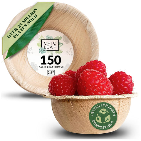 Round, Compostable Palm Leaf Bowls for Parties