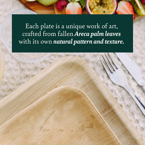 Square, Biodegradable Palm Leaf Party Plates (Bulk)