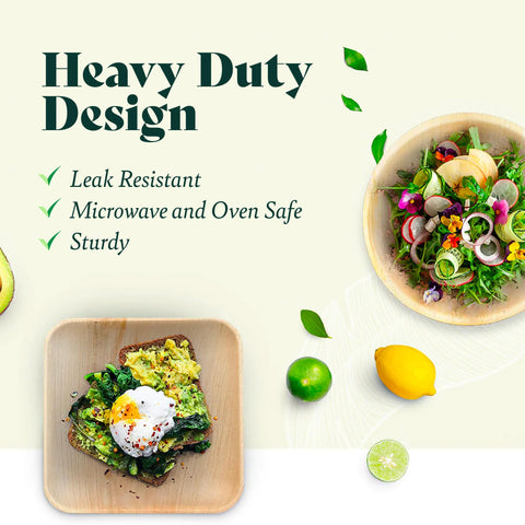Square, Biodegradable Palm Leaf Party Plates (Bulk)