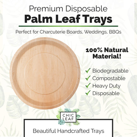 Round, Biodegradable Palm Leaf Party Plates (Bulk)