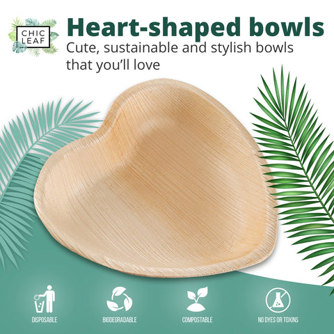 Heart-Shaped Palm Leaf Plates for Weddings