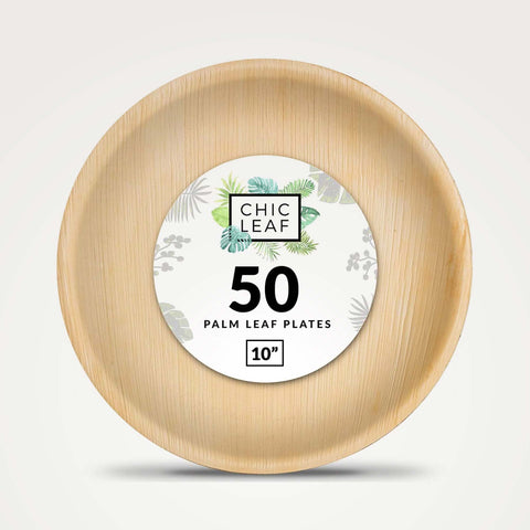 Palm Leaf Plates Bulk – 50 Pack 10"