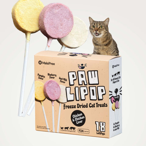 MalsiPree Pawlipop (18 Pcs): Freeze-Dried Cat Lollipop Treats with Chicken