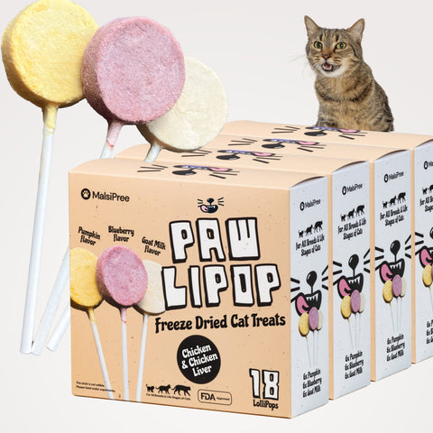 MalsiPree Pawlipop: Freeze-Dried Cat Lollipop Treats with Chicken (4-Pack)