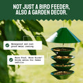 Green metal tiered bird feeder.