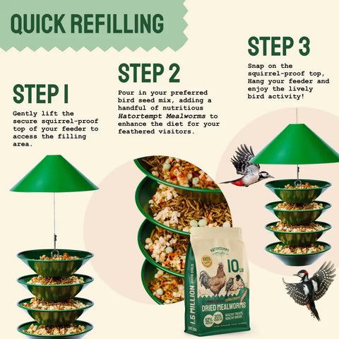 Bird feeder refilling instructions.