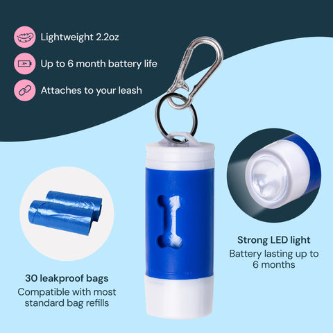 MalsiPree Dog Poop Bag Holder with Flashlight: For Worry-Free Night Walks Malsipree