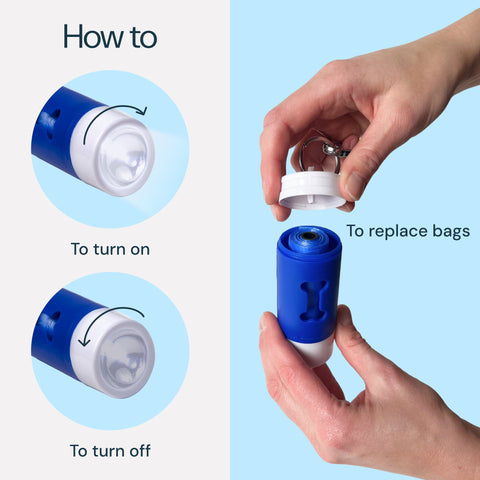 MalsiPree Dog Poop Bag Holder with Flashlight: For Worry-Free Night Walks Malsipree