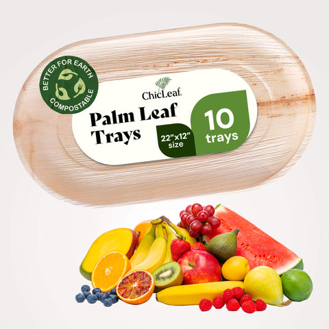 Chic Leaf Palm Leaf Trays – 10 Pack 22x12" Chic Leaf